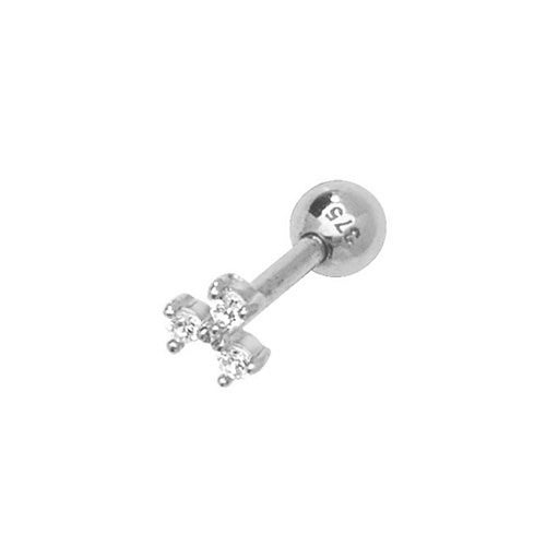 9Ct White Gold Triple Cz Cartilage Stud - ES911W