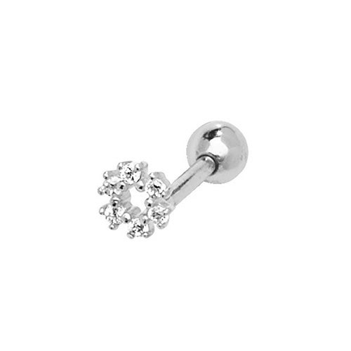 9Ct White Gold Cz Circle Cartilage Stud - ES912W