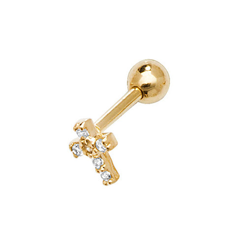 9Ct Gold Cz Cross Cartilage Stud - ES914