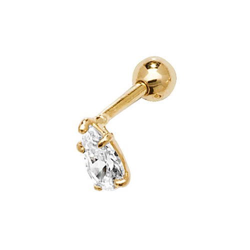 9Ct Gold Cz Pear Shape Cartilage Stud - ES917