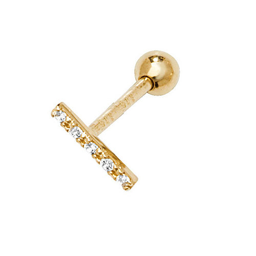 9Ct Gold Cz Bar Cartilage Stud