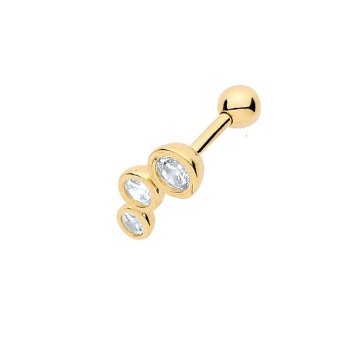 9Ct Gold Cz Bezel Left Cartilage Stud