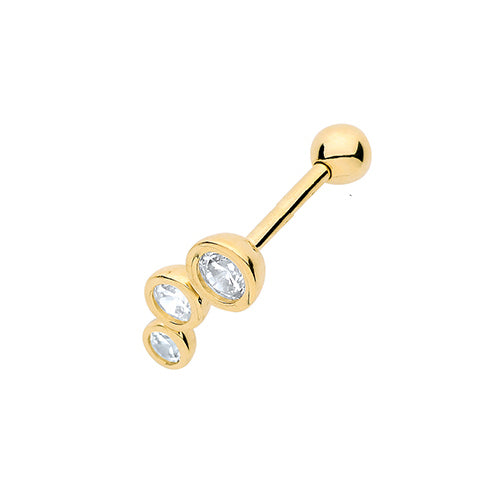 9Ct Gold Cz Bezel Left Cartilage Stud