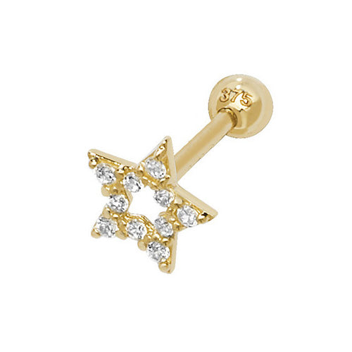 9Ct Gold Cz Star Cartilage Stud - ES934P