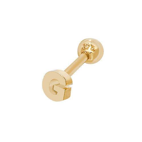 9Ct Gold Initial Cartilage Stud - ES940