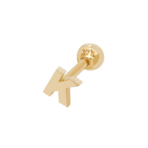 9Ct Gold Initial Cartilage Stud - ES940