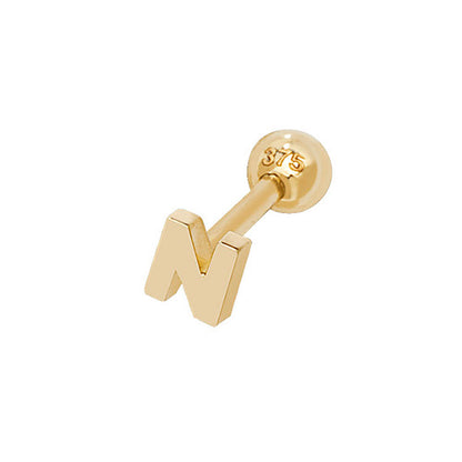 9Ct Gold Initial Cartilage Stud - ES940