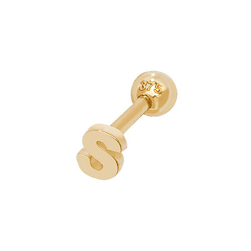 9Ct Gold Initial Cartilage Stud - ES940