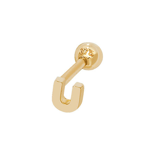 9Ct Gold Initial Cartilage Stud - ES940