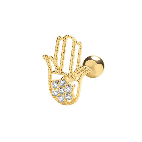 9Ct Gold Cz Hamsa Cartilage Stud - ES963