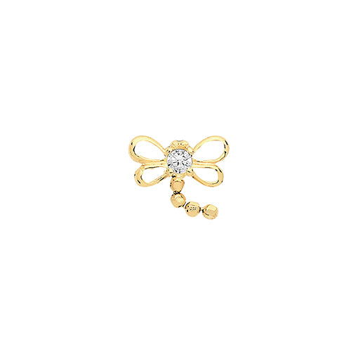 9Ct Gold Cz Set Dragonfly Cartilage Stud - ES974