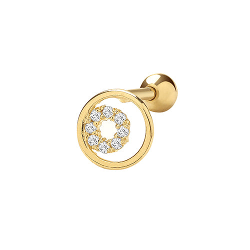 9Ct Gold Cz Double Circle Cartilage Stud - ES977