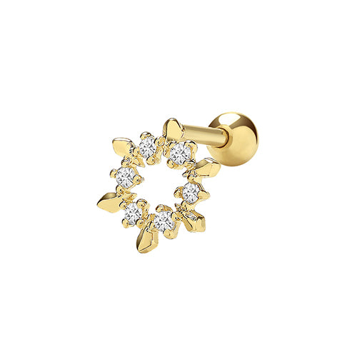 9Ct Gold Cz Snowflake Cartilage Stud - ES986