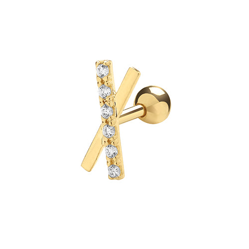 9Ct Gold Cz X Cartilage Stud - ES989