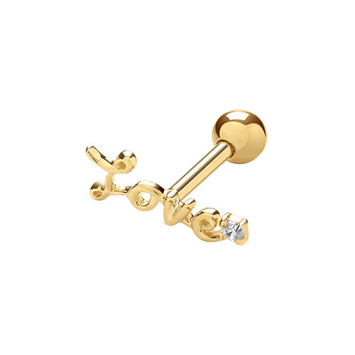 9Ct Gold Cz Set Love Cartilage Stud - ES992