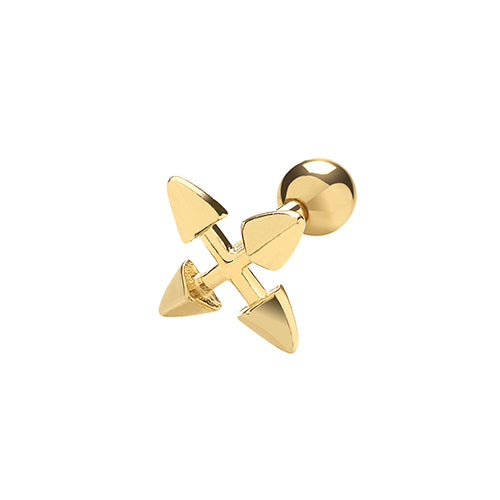 9Ct Gold Crossed Arrows Cartilage Stud - ES995