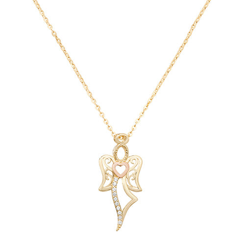 9ct Gold Cz 2 Tone Angel Necklet - NK345