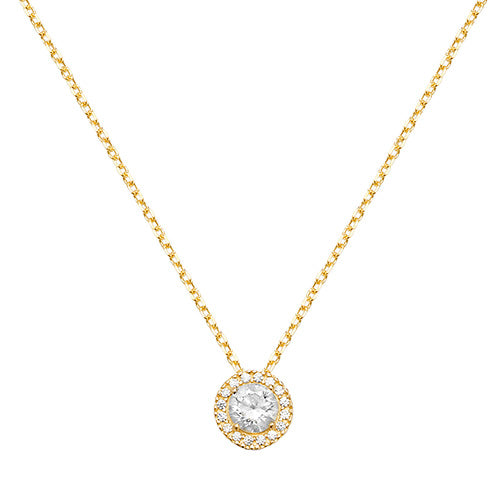 9ct Gold Round Cz Cluster Necklet - NK352