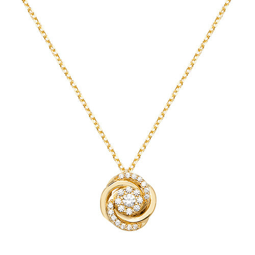 9ct Gold Cz Set Knot Necklet - NK354