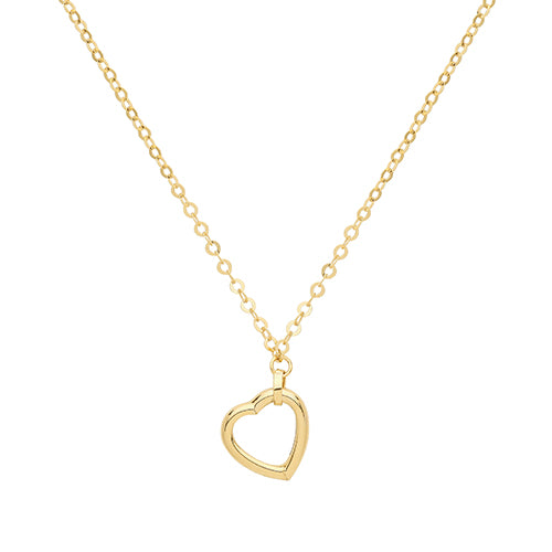 9Ct Gold Plain Open Heart Necklet - NK371