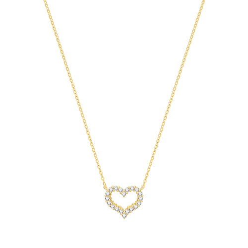 9Ct Gold Cz Open Heart Necklet - NK376