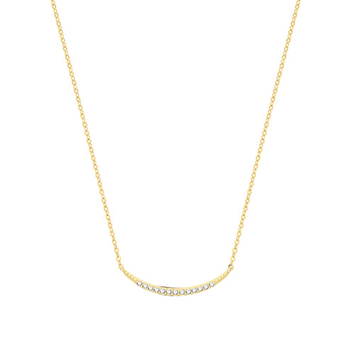 9Ct Gold Cz Curved Bar Necklet - NK390