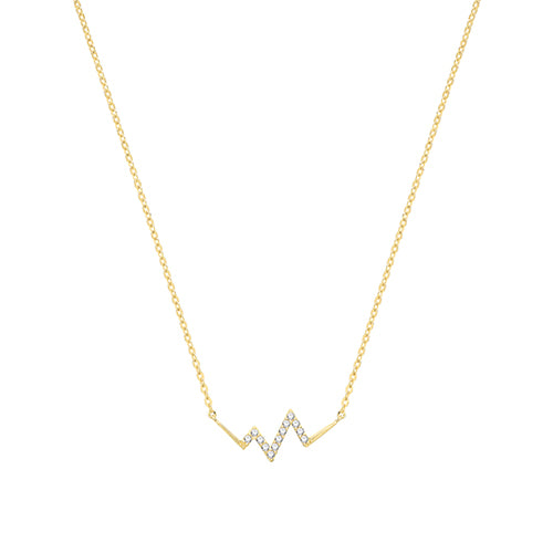 9Ct Gold Cz Heartbeat Necklet - NK391