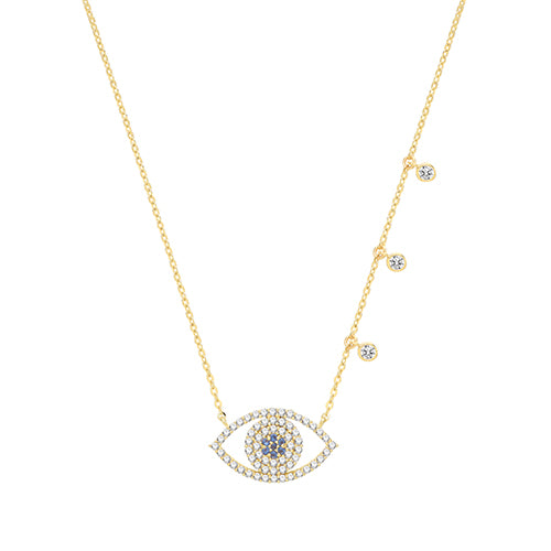 9Ct Gold Cz Evil Eye Necklet - NK392