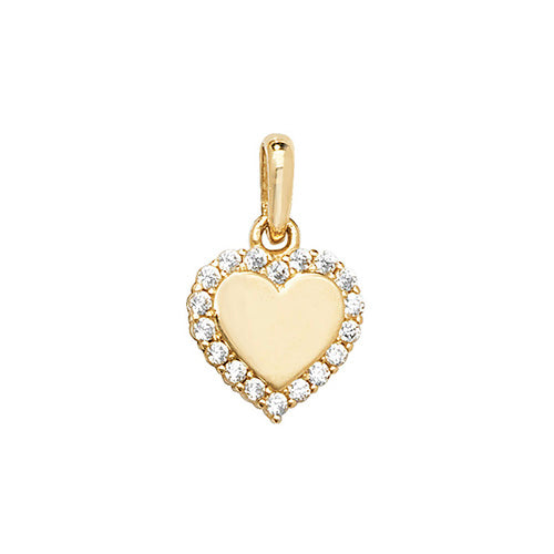 9ct Gold Cz Halo Heart Pendant PN065