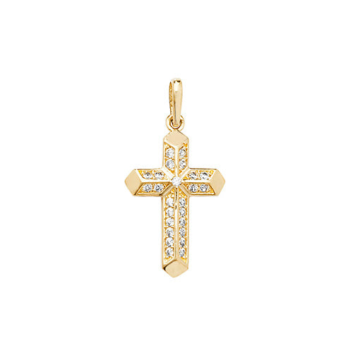 9CT Gold Cross Pendant with CZ Stones - PN066