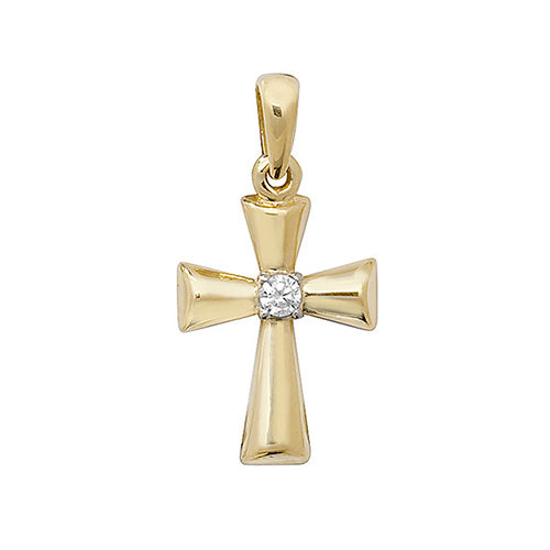 9ct Gold Cz Set Cross Pendant PN082