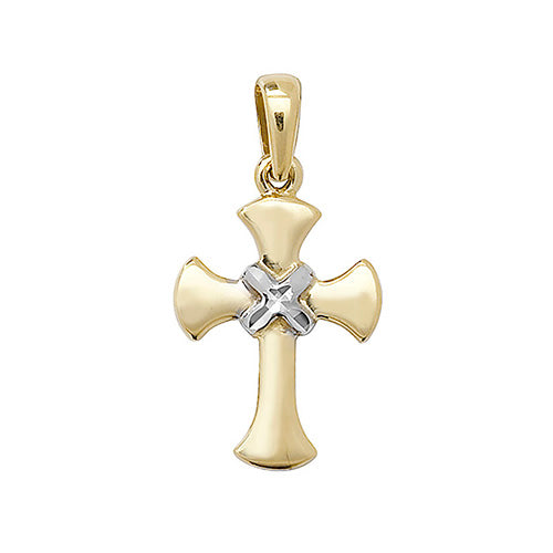 9ct Gold Two (2) Tone Cross Pendant - PN086