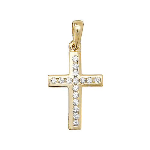 9ct Gold Cz Cross Pendant PN088