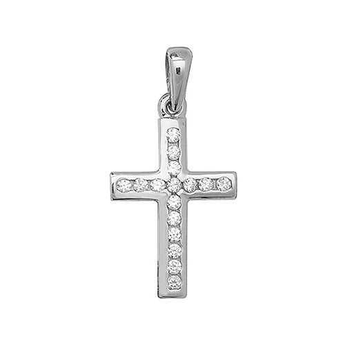 9ct White Gold Cz Cross Pendant PN088W