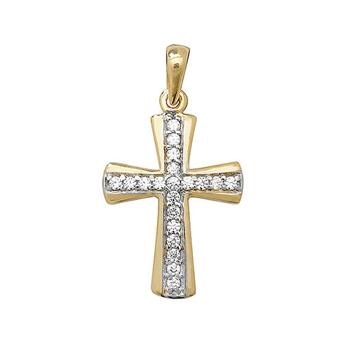 9ct Gold Cz Cross Pendant PN089