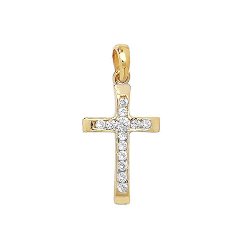 9ct Gold Cz Cross Pendant PN090