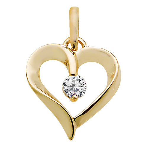 9ct Gold Cz Set Heart Pendant PN1004