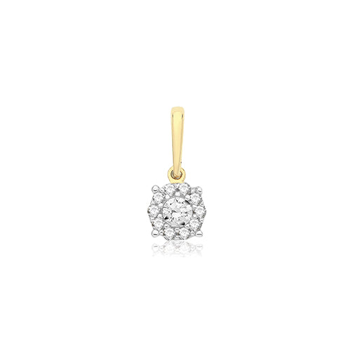 9ct Gold Cz Halo Pendant PN1013