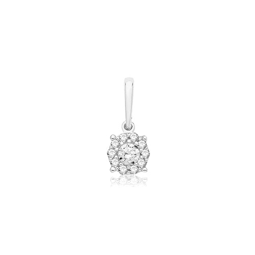 9ct White Gold Cz Halo Pendant PN1013W