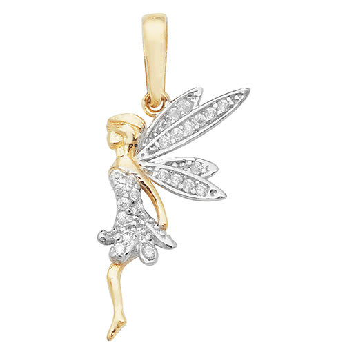 9ct Gold Cz Tinkerbell Pendant PN1021