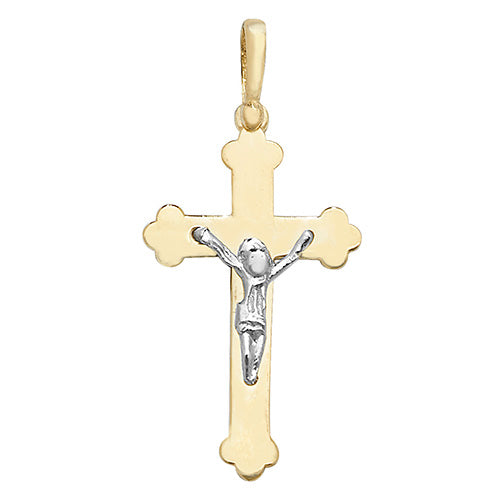 9ct Gold Two (2) Tone Crucifix Pendant - PN1024