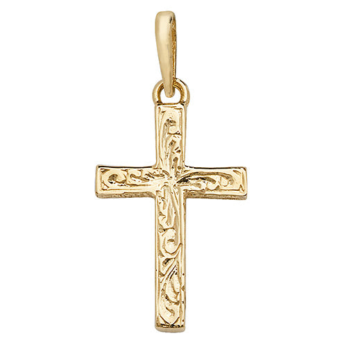 9ct Gold Patterned Cross Pendant PN1025