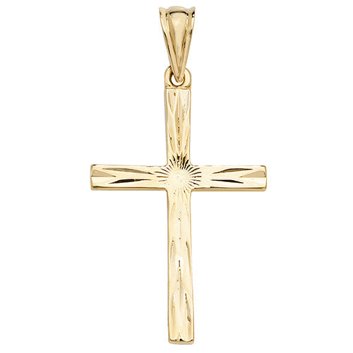 9ct Gold Diamond Cut Cross Pendant - PN1029