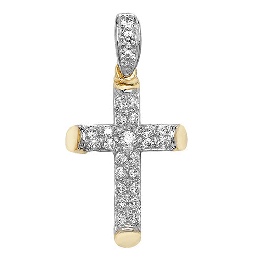 9ct Gold Cross Pendant with CZ Stones - PN1030