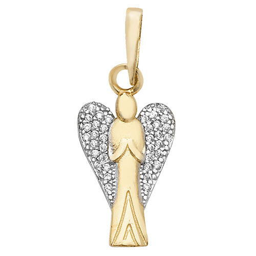 9ct Gold Cz Angel Pendant PN1035