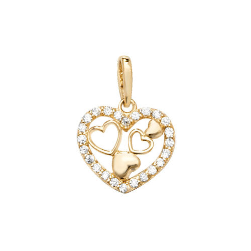 9ct Gold Heart Pendant with CZ Stones - PN1050