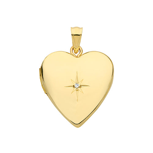 9ct Gold Heart Locket with CZ Stone - PN1099D