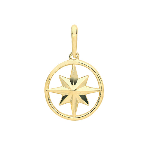 9ct Gold Compass Rose Pendant PN1136