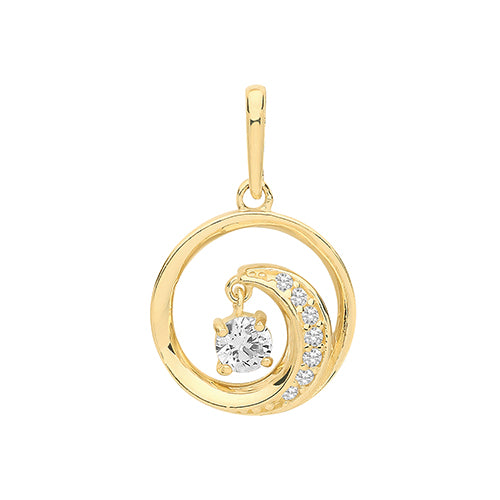 9ct Gold Cz Swirl Pendant PN1140