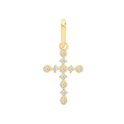 9ct Gold Cz Cross Pendant PN1141